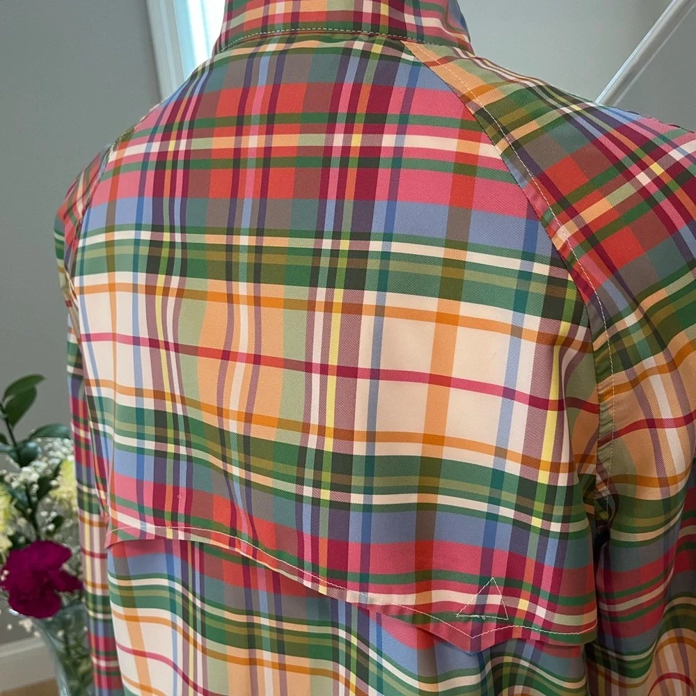 L-RL LAUREN ACTIVE Jacket Ralph Lauren Windbreaker Plaid Pastel - Picture 7 of 11